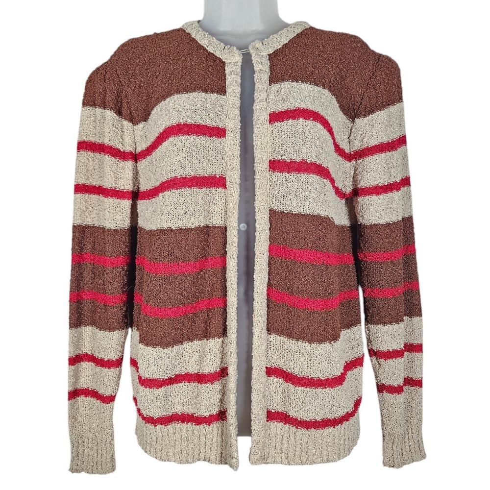 Vtg Givenchy Sport Cardigan Womens M‎ Striped Textured Knit Designer Grandmacore